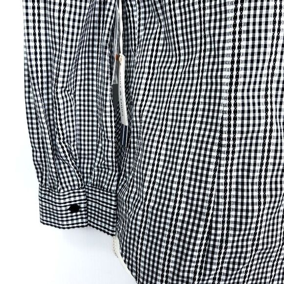 Court & Rowe Rich Black White Gingham Button Front Collared Shirt - Picture 11 of 13